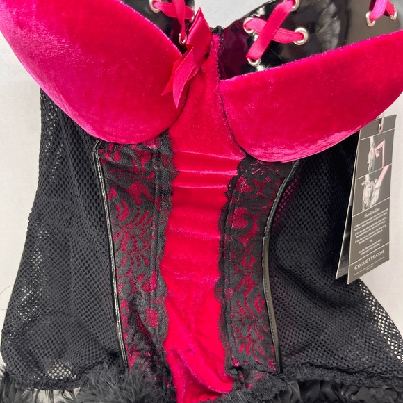 Elegant‎ Velvet  Pink and Black Lace Diva Bustier by Coquette - Picture 4 of 9
